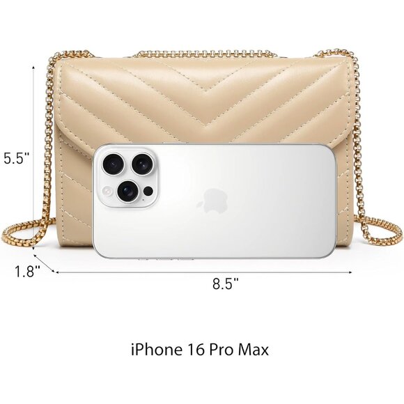 ⚡ Women's Tan Stylish Evening Clutch Chain Shoulder Strap Crossbody Bag - Picture 3 of 5